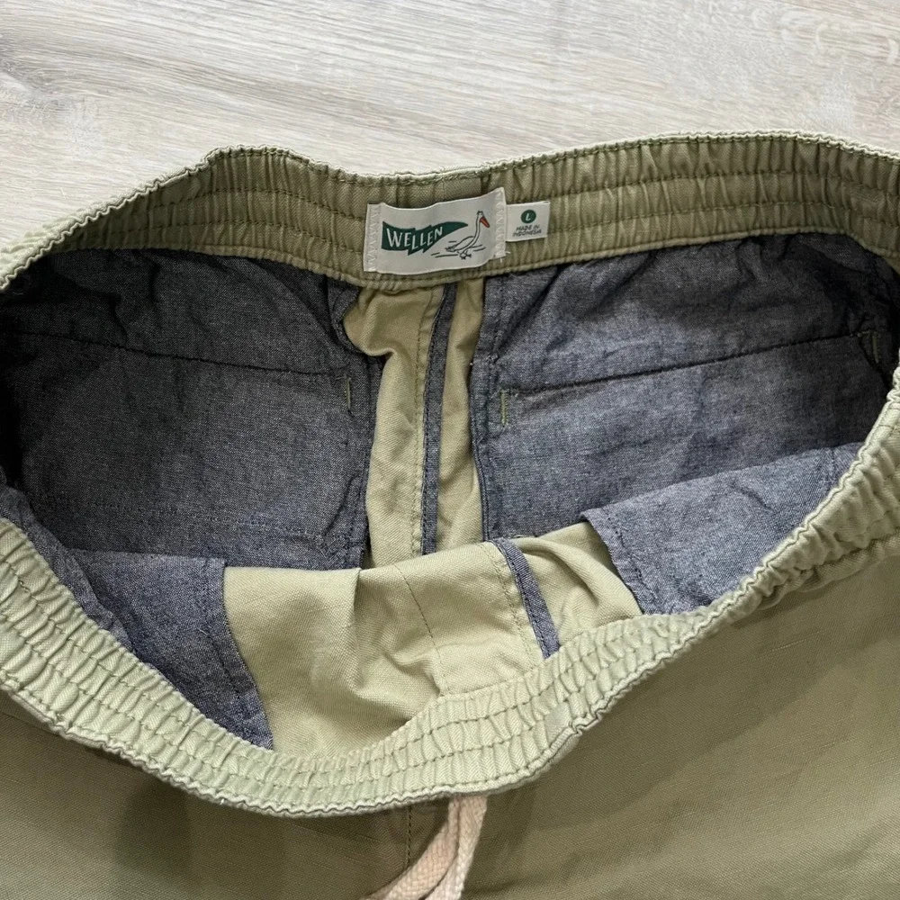 Wellen Easy Shorts Cotton Linen Dusty Olive Men's L Resort Wear Coastal Summer